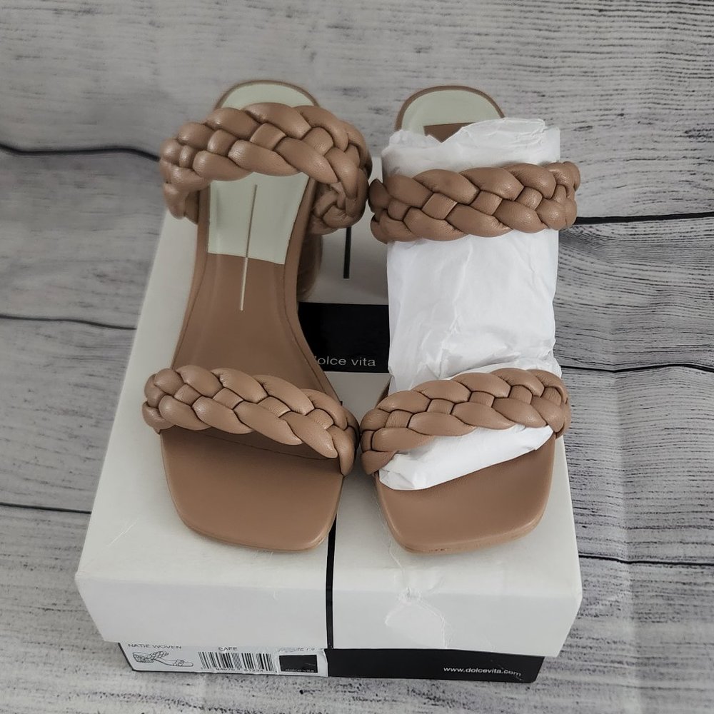 Dolce Vita Tan Braided Strap Slide Sandals
